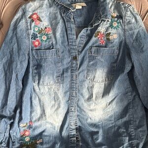 Vintage America floral denim Jean shirt in S